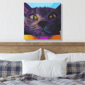 Kat Gezicht Pop Art Canvas Print (Insitu (Slaapkamer))