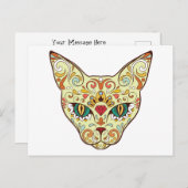 Kat gezicht Suikerhuid | Dag van de dode kat Briefkaart (Voorkant / Achterkant)