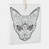 Kat gezicht Suikerhuid | Dag van de dode kat Keramisch Ornament (Rechts)