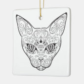 Kat gezicht Suikerhuid | Dag van de dode kat Keramisch Ornament (Links)