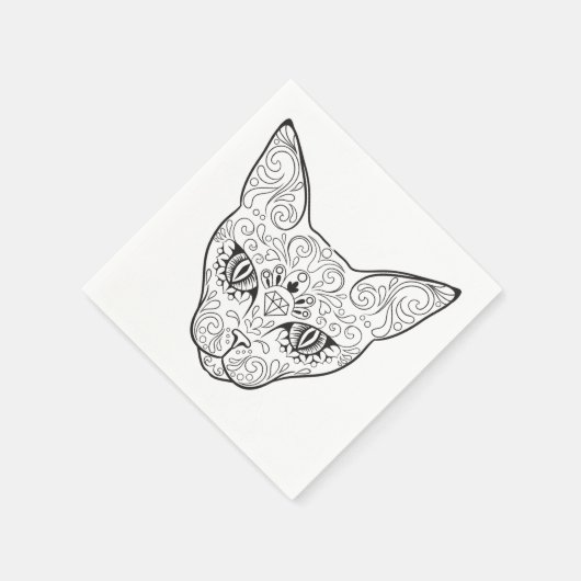 Kat gezicht Suikerhuid | Dag van de dode kat Servetten (Hoek)