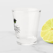 Kat Gezicht Tekenen Met Groene Gele Ogen Whiskers Shot Glas (Rechts)