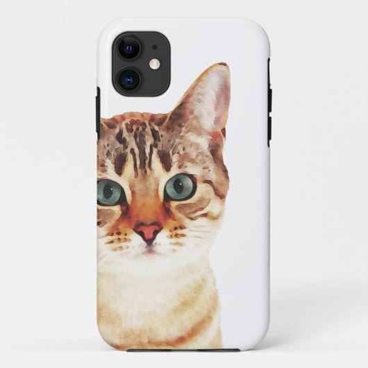 Kat gezicht waterverf Case-Mate iPhone case (Achterkant)