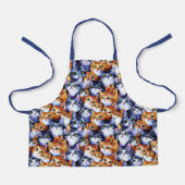 Kat gezichten cartoon print collage grijs gember k schort (Voorkant)