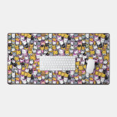 Kat gezichten doodle comic patroon katachtige huis bureaumat (Keyboard & Muis)