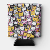 Kat gezichten doodle comic print patroon katachtig blikjeskoeler (Voorkant)