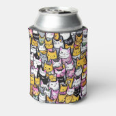 Kat gezichten doodle comic print patroon katachtig blikjeskoeler (Blikje Achterkant)