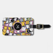 Kat gezichten doodle katachtige huisdieren katten  bagagelabel (Voorkant horizontaal)