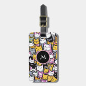 Kat gezichten doodle katachtige huisdieren katten  bagagelabel (Voorkant verticaal)