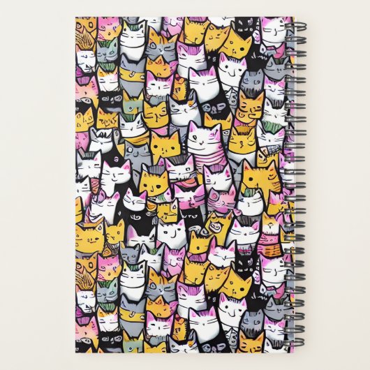 Kat gezichten doodle patroon katachtige huisdieren planner (Achterkant)