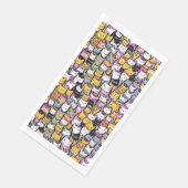 Kat gezichten doodle print collage patroon katacht servet (Hoek)