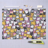 Kat gezichten doodle print collage schattige katte tissuepapier (Craft)