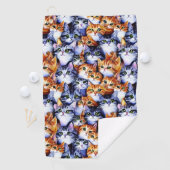 Kat gezichten print cartoon collage patroon huisdi golfhanddoek (Insitu)