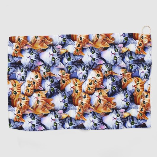 Kat gezichten print cartoon collage patroon huisdi golfhanddoek (Horizontaal)