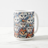 Kat gezichten zeshoek patroon koffiemok (Voorkant rechts)