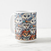 Kat gezichten zeshoek patroon koffiemok (Voorkant links)