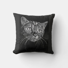 Kat Gezichtstekening door Mark Edward Westerfield Kussen