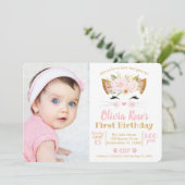  KAT Girl Cat Photo Birthday Kaart (Staand voorkant)