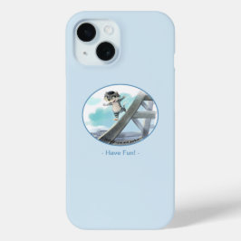Kat glijdt langs Eiffeltoren – Leuke telefoonhoes iPhone 15 Case
