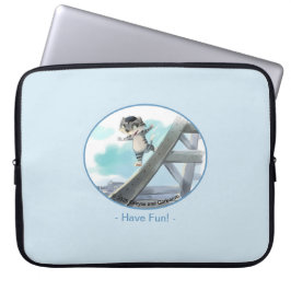 Kat glijdt langs Eiffeltoren – Parijs Fun Laptopho Laptop Sleeve