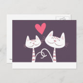 Kat glimlachen in liefde Paars Briefkaart (Voorkant / Achterkant)