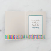 Kat gluren rond gordijn Verjaardag Humor Kaart (Binnen)