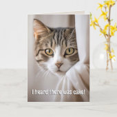 Kat gluren rond gordijn Verjaardag Humor Kaart (Gele Bloem)