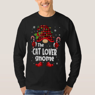 Kat Gnome Buffel Plaid Kerstboom Familie Xmas T-shirt