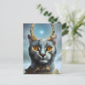 Kat God met bloemen Briefkaart (Staand voorkant)