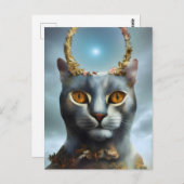 Kat God met bloemen Briefkaart (Voorkant / Achterkant)