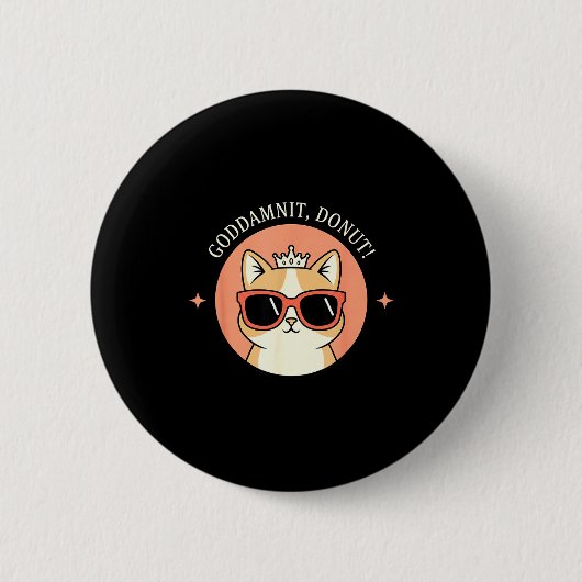 Kat - Godit, Donut! Sy Retro Kat Liefhebber Design Ronde Button 5,7 Cm (Voorkant)