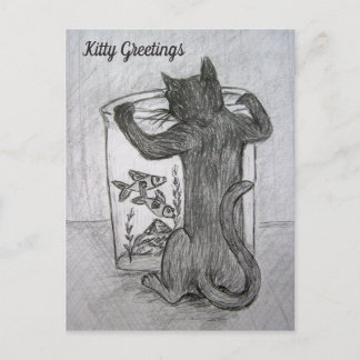Kat Goldfish Lover Custom Greeting Cat Briefkaarte Briefkaart