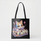 Kat gooien dobbelstenen tafelspel tote bag (Voorkant)