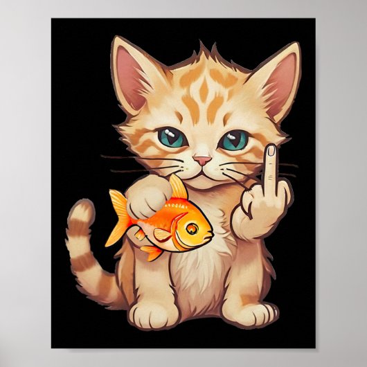 Kat Goudvis Vinger F U Het Is Mijn Vis Grappige Vi Poster (Voorkant)
