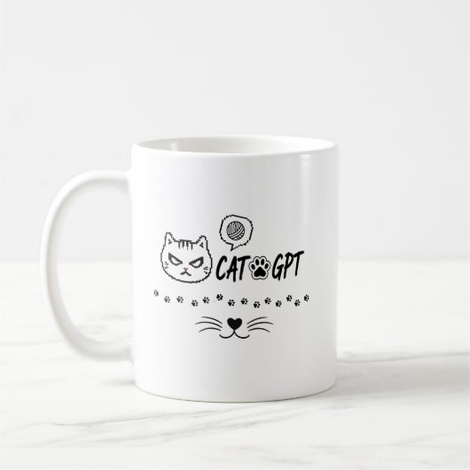 KAT GPT AI Grappige Pixel Kat / Grappige Kat Tech  Koffiemok (Links)