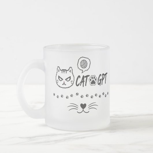 KAT GPT AI Grappige Pixel Kat / Grappige Kat Tech  Matglas Koffiemok (Links)