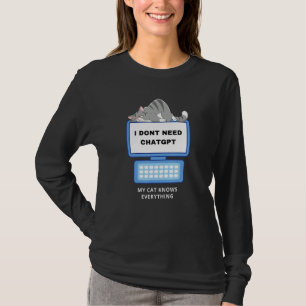 Kat GPT Werkende Ai Kat Tee Cool Luie Kat Gebruikt T-shirt