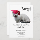 Kat Graduation Party Invitation Kaart (Voorkant / Achterkant)