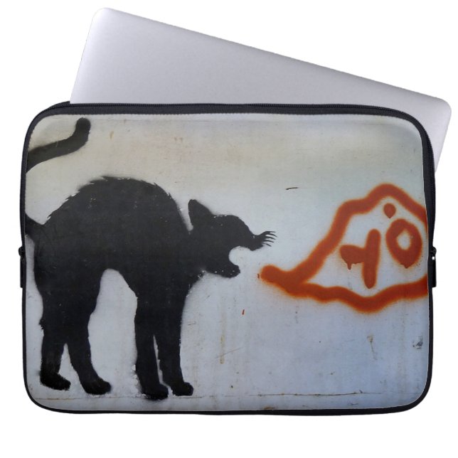 Kat graffiti-laptophoes. laptop sleeve (Voorkant)