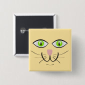 Kat Grappig Gezicht Cartoon-29034 Vierkante Button 5,1 Cm (Voorkant /achterkant)