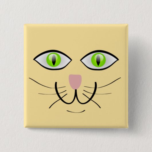 Kat Grappig Gezicht Cartoon-29034 Vierkante Button 5,1 Cm (Voorkant)