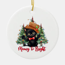 Kat grappig Kerst Nieuwjaar ornament