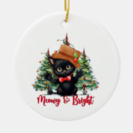 Kat grappig Kerst Nieuwjaar ornament
