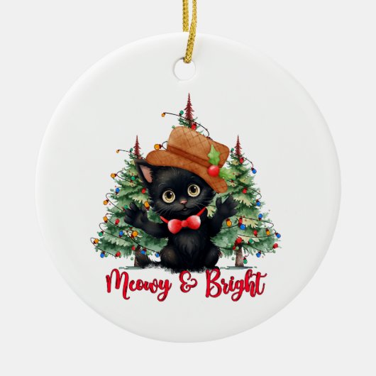 Kat grappig Kerst Nieuwjaar ornament (Voorkant)