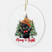 Kat grappig Kerst Nieuwjaar ornament (Links)