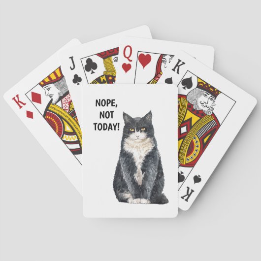 Kat Grappig Nee Niet Vandaag Meme Chagrijnig Kribb Pokerkaarten (Achterkant)