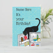 Kat grappige verjaardag 9 levenskaart kaart (Staand voorkant)