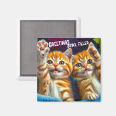 Kat | Greetings Bowl Filler Funny Kitten Fridge Magneet (Voorkant / Achterkant)