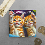 Kat | Greetings Bowl Filler Funny Kitten Fridge Magneet<br><div class="desc">Kat-kattenmagneten. De tekst luidt als volgt: "groeten,  bowlvulling" met twee oranje keukens die hallo. Een schattig geschenk voor kattenmoeders,  kattenvaders of kattenliefhebbers.</div>