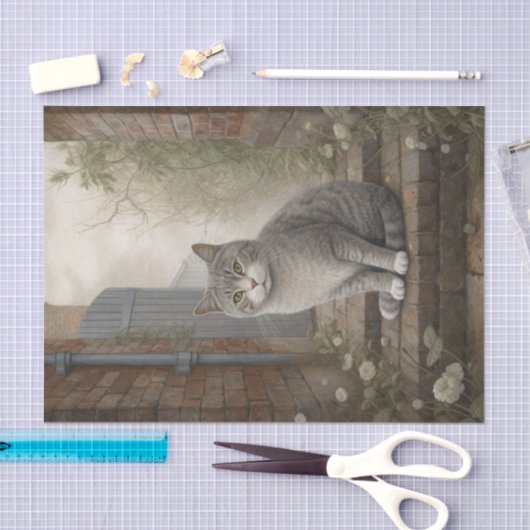  Kat Grey Cat Tissuepapier (Craft)